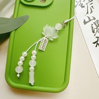 Daily Use Exquisite Phone Chain Decoration Lotuses Flower Pendant Keyring Handmade Beaded Cellphone Accessory