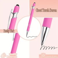 2in1 Premium Pink Ballpoint Pens: Writing + Touchscreen Stylus Tip, Smooth Writing, 1.0mm Black ink Pen, Professional Office Pen