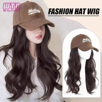 Synthetic Wig Hat Female Fashion Long Curly Hair Wig Coffee Baseball Cap Simulation Natural Wig Hat