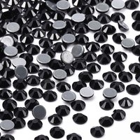 QIIY Jet Black SS3-SS60 Glass Non HotFix Rhinestones Flatback Strass Stone For HotFix Rhinestones DIY Nail Art Fabric Clothes