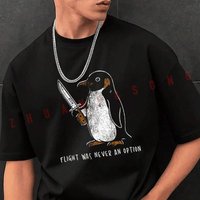 Flight Was Never An Option Sarcastic Penguin Men's Fashionable Printed T-Shirt Short Sleeve Exquisite Design Essential T Shirt