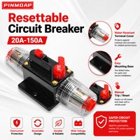 PINMOAP Car Audio Amplifier With Resettable Circuit Breaker 20A-150A 12V-48V DC Fuse Holder Marine Rv Power Protection Switch
