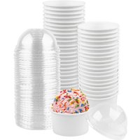 10/25Pcs Disposable Ice Cream Cups with Lids, Dessert Cups Ice Cream Bowls for Hot or Cold Food, Handmade DIY Cake Paper Cups