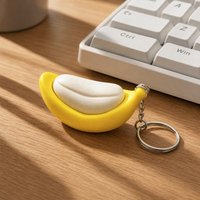 Banana Fidget Keychain Mechanical Switch Clicker Fidget Toy Portable Stress Relief Squeeze Key Ring Novelty Gift