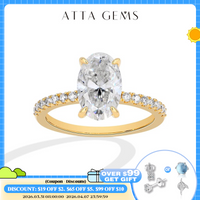 ATTAGEMS Oval Cut 3.0CT All Moissanite Rings forWomen 925 Sterling Silver Gold Plated Engagement Ring Fine Jewelry Drop Shipping