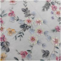 Beaded Embroidered Lace Tulle Fabric for DIY Sewing Handmade Wedding Dress Window Curtain Decoration Clothing Fashion Cloth