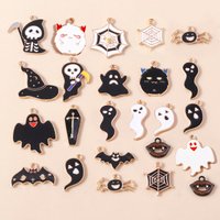 10pcs Enamel Halloween Death Ghost Charms Pendants for Jewelry Making Cute Earrings Necklaces DIY Craft Jewelry Gifts
