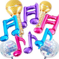 10pcs Purple Kpop Balloon Birthday Party Decoration Note Microphone Aluminum Balloons Disco Music Party Supplies Gift Favor Deco