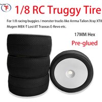 1/8 RC Truggy Wheels Tire 17mm Hex Green Compound Racing Electric Bigfoot Card Pre-glued Replace Jconcepts Similar