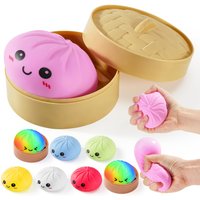 Dumplings Squishy Stress Relief Gifts Colorful Funny Dumplings Stress Fidget Sensory Favors with Food Steamer Stretchy Desk Gift