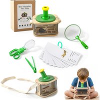 Wooden 360 Rotating Insect Observation Box Kit with Catcher Clip Catching Net Nature Exploration Set for Kids Outdoor Learning