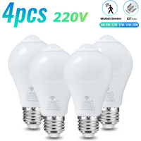 4pcs Led Bulbs Radar Motion Sensor Bulb E27 LED Bulb 220V Smart Light Bulb Auto Infrared Bulb Energy Saving Bombillas Home Porch