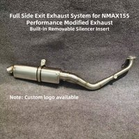 Motorcycle exhaust fits NMAX155 / NMAX125, aftermarket full side exit exhaust, full stainless steel construction, 51mm diameter