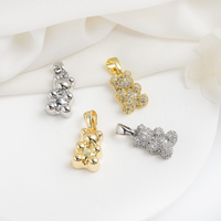 Gummy Bear Pendant Brass Gold Plated Micro Pave Zirconia Cute Bear Charms With Bail For Diy Bracelet Necklace Jewelry Making