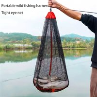 Collapsible Thickened Mesh Fishing Bag with Drawstring Mouth for Freshwater Fishing Live Fish, Crayfish, Shrimp, Smelt, and Eels