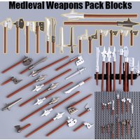 Mittelalterliche Militär-Soldatenfiguren, Halberd, Schwert, Bausteine, Burg, Ritter, Krieger, Handaxt, Falchion, Zubehör, Bausteine, Spielzeug