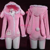 Plush Girl Pink Rabbit Home Cosplay Costume Cartoon Anime Soft Cute Series jumpsuit