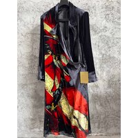 TOP-YAMAMOTO Japanese Original Knight Order Velvet printed long robe coat for men