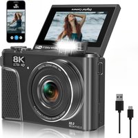 WD300 8K Digital Camera with 88MP & 3" 180° Flip Screen 18X Zoom Auto Focus Vlogging Camera for YouTube/Photography SD Card