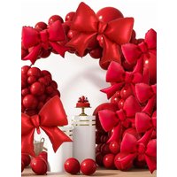 Red bow aluminum foil balloon set, suitable for wedding, Valentine's Day, anniversary, birthday party red bow decoration set