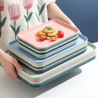 1 PC Solid color rectangular plastic tray dinner plate red wine beverage coffee tray household supplies kitchen bar supplies