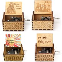 Different styles Wooden Hand Cranked Music Box Jurassic Can't Help Falling in Love Valentine's Day to Christmas Birthday Gift