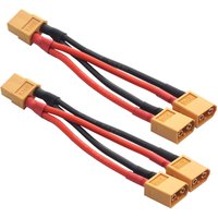 2PCS 14AWG XT60 Parallel Battery Connector 2-Male to 1-Female XT-60 Cable Dual Extension Y Splitter Harness Adapter for RC Multi