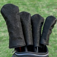1pc / 4pcs Black Glitter Design Golf Club Head Covers, Fits Driver, Fairway Woods & Hybrid Clubs. Universal Fit for Men & Women,