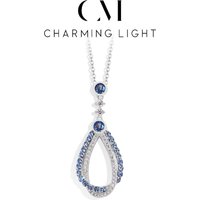 CHARMING Full Moissanite Diamond Necklaces Created Blue Spinel 925 Sterling Sliver for Women Gold Plated Party Fine Jewelry New