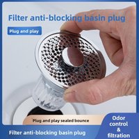 Universal Bathroom Sink Drain Plug Push-Type Drain Core with Hair Catcher Easy Installation Anti Odor Sink Strainer