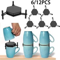 6/12Pcs Coffee Mug Storage Holder Adjustable Desktop Cup Organizer Shelf Kitchen Cabinet Stackable Coffee Cup Organizer