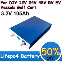 3.2V Lifepo4 Battery 105Ah Large Capacity 10000 Cycles for DIY 12V 24V 48V RV EV Vessels Golf Cart Rechargeable Batteries