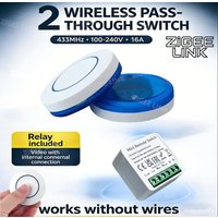 RF 433MHz Wireless Light Switch 16A Relay Receiver 2-Way Control Mini Round Button Panel Switch Remote Control Home LED Lamp