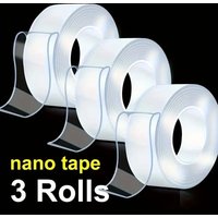 3Pc Heavy-Duty Nano Double-Sided Tape, Reusable & Washable for Gift Packaging Decoration Supplies For Wedding and Birthday Party