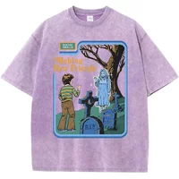 Y2k Social Skills Making New Friends Washed Retro Male Women T-Shirts Hip Hop Tops Casual T Shirt Oversized Cotton T-Shirt