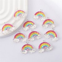 New 10PCS/PACK Colorful Rainbow Cloud Acrylic Charms Pendant For Woemen Girls DIY Making Accessores 25*21mm