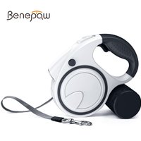 Benepaw Flashlight Retractable Dog Leash 360° No Tangle Anti-Slip Handle Dog Lead For Small Medium Dogs Poop Bag Dispenser