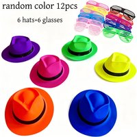 12 randomly colored fashionable party hats and decorative glasses, perfect for weddings, birthdays, parties, Halloween