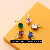 CARLIDANA High Quality 6mm CZ Heart Charms 14K Gold Plated Stainless Steel Zircon Heart Pendant For DIY Jewelry Accessories
