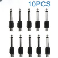 10Pcs RCA Female Jack to Mono Male Plug Audio Adapter Connector 6.35mm 1/4inch For DIY Headphone FM Microphone Speaker