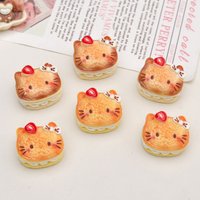 10/40PCS Cartoon DIY resin accessories, sandwich cake, cat head, cream glue hair clip, shoe buckle, keychain, pendant accessorie