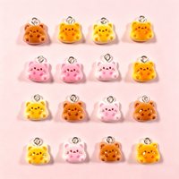 10Pcs Mini Glossy Cat Bread Resin Charms - Kawaii Kitten Pendants for Bracelet/Earring DIY Food Jewelry