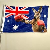 Boxing Kangaroo Flag Bold AUSTRALIA Print Square Patriotic Decor Polyester Outdoor Garden 90x150cm
