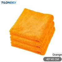 TILONDEX 1/3PCS 40x40cm Orange High Pile Microfiber Car Drying Towel Super Absorbent Auto Detailing Cloth for Vehicle Care