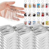 10/20/30/50PCS Clear Acrylic Photo Frame Keychain Photo Insert Keyrings Blank Rectangle for Double-Sided Photos DIY Supplies