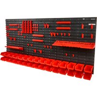 SucceBuy Wandmontierte Aufbewahrungsbehälter 30/48Bin Teile Rack Organizer Garage mit Wandpaneelen Haken Kunststoff Shop Tool für Schraubnägel