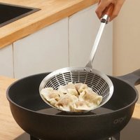 Stainless Steel Large Colander Anti Scalding High Quality Fried Sieve Spoon Heat Resistant Wooden Handle Foods Sifter