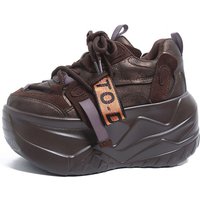 New Leather Shoes for Women Lace Up Womens Vulcanize Shoes Spring Round Toe Solid Breathable Comfortable Casual Chunky Sneakers