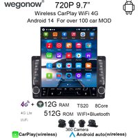 Wegonow Android 14.0 720P 9.7" 12+512G Universal in-car For Benz BMW Audi wireless CarPlay Auto Android 4G Wi-Fi Bluetooth