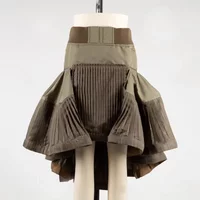 Niche 2025 spring and summer new solid color high waist irregular pleated skirt women